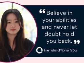 A graphic featuring a photo of Catheryn Lim and an inspirational quote