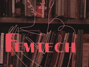 Book case with an overlay of the FemTech logo