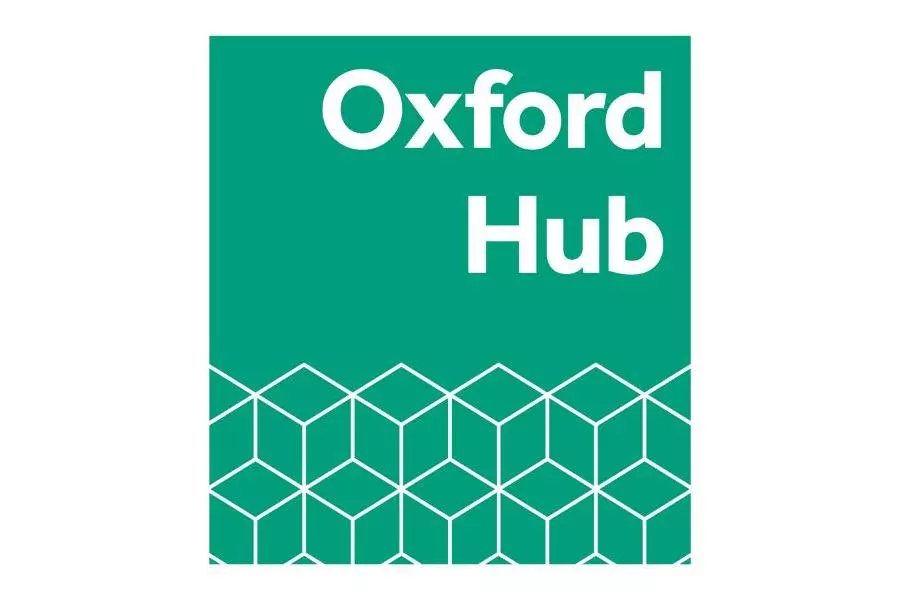 Teal Oxford hub logo with geometric pattern
